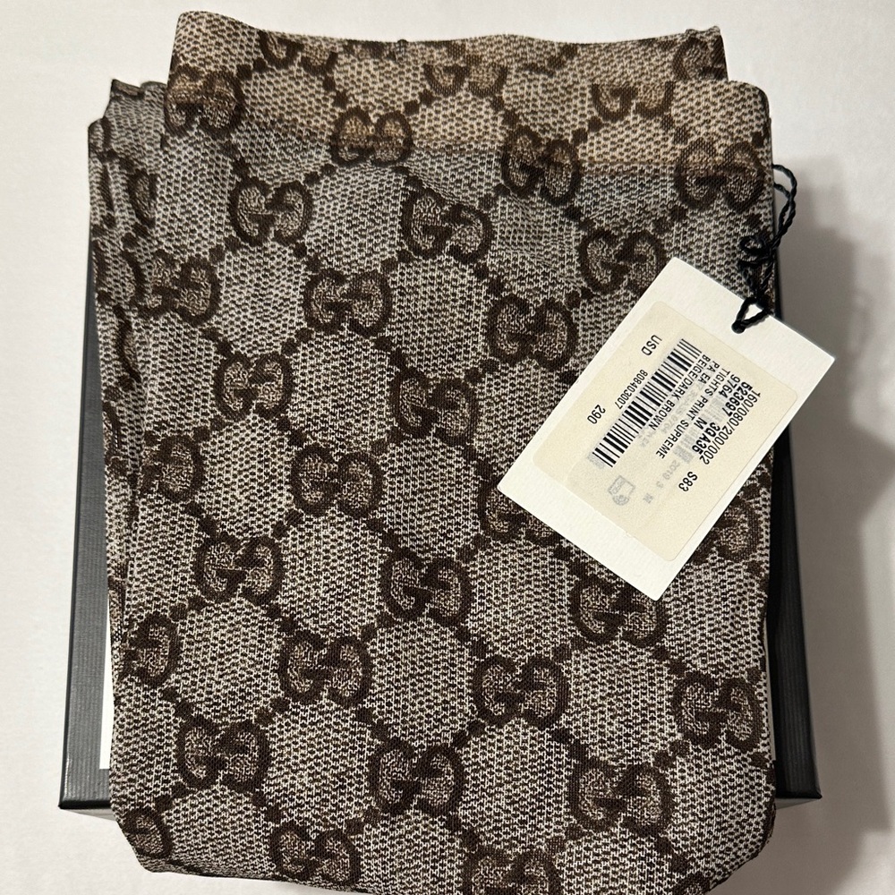 Gucci Brown and Cream Patterned Scarf